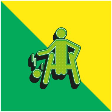 Basketball Paralympic Silhouette Green and yellow modern 3d vector icon logo clipart