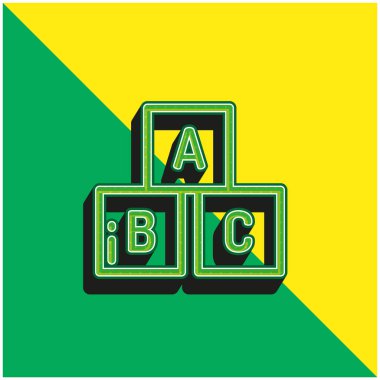 Abc Green ve sarı modern 3d vektör simgesi logosu