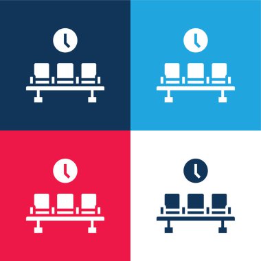 Airport blue and red four color minimal icon set clipart