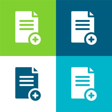 Dosya Düz 4 renk minimal simgesi seti ekle