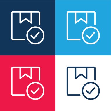 Onaylanmış mavi ve kırmızı dört renk minimal simgesi