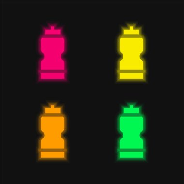 Dört renkli parlak neon vektör simgesi
