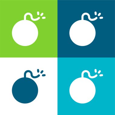 Bomba Düz 4 renk en küçük simge seti