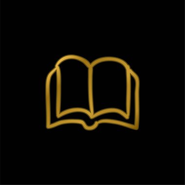 Çizilmiş El Çizilmiş Kitap Altın Kaplama Metal Simge veya logo Vektörü