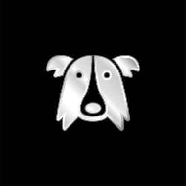Sınır Collie Dog Head gümüş kaplama metalik simge