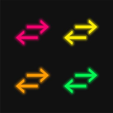 Dört renkli parlayan neon vektör simgesi