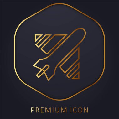 Uçak altın çizgisi prim logosu veya simgesi
