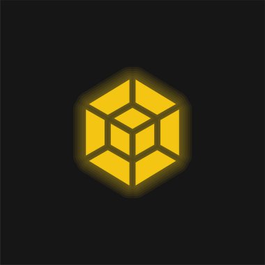 3d Modelleme sarı parlak neon simgesi