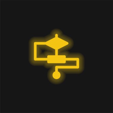 Algorithm yellow glowing neon icon clipart