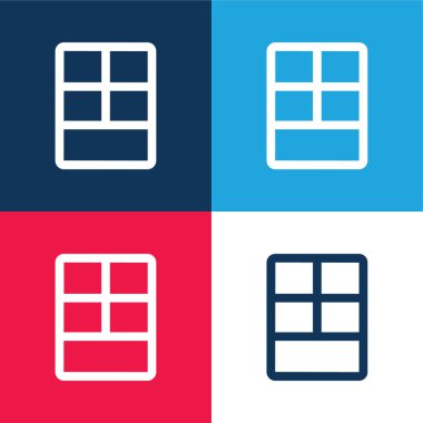 Büyük Düzen mavi ve kırmızı dört renk en küçük simge seti