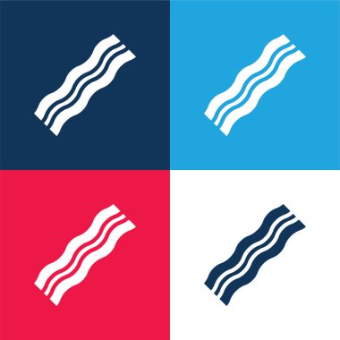 Bacon blue and red four color minimal icon set clipart