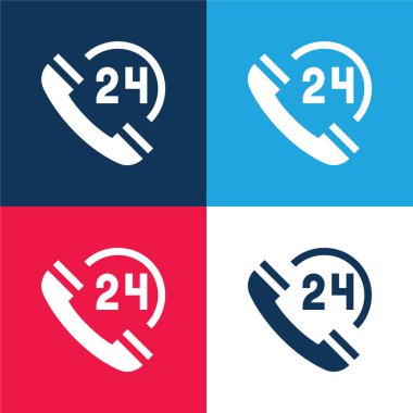 24 Saat mavi ve kırmızı dört renk en az simge kümesi