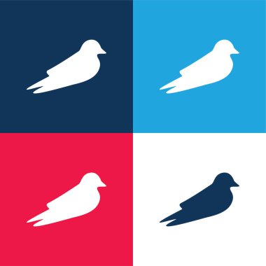 Barn Swallow blue and red four color minimal icon set clipart