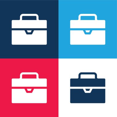 Poşet mavi ve kırmızı dört renk minimal simge seti