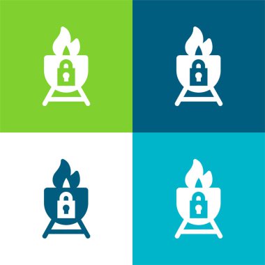 Barbekü Düz Renk en az simge seti