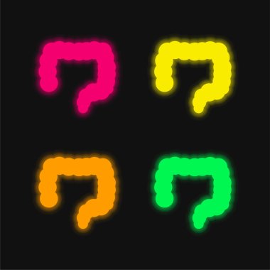Big Intestines four color glowing neon vector icon clipart