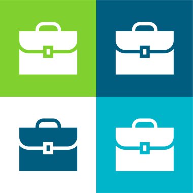 Evrak çantası Düz 4 renk minimal simgesi seti
