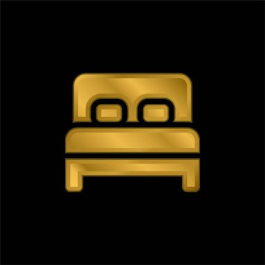 Yatak altın kaplamalı metalik simge veya logo vektörü