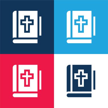 Bible blue and red four color minimal icon set clipart