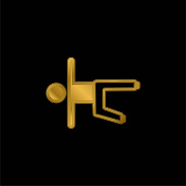 Çocuk Yerde Bacak Germe ve Kollar Altın kaplama metalik ikon veya logo vektörü