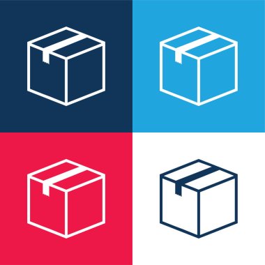Box Closed blue and red four color minimal icon set clipart