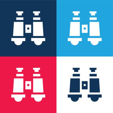 Dürbün mavi ve kırmızı dört renk minimal simge kümesi