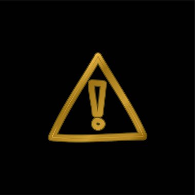 Uyarı El Çizim İşaretli altın kaplama metalik simge veya logo vektörü
