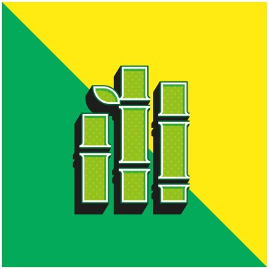 Bambu yeşili ve sarı modern 3d vektör simgesi logosu