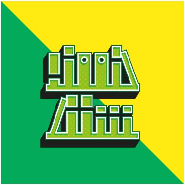 Kitap rafı Yeşil ve sarı 3d vektör simgesi logosu