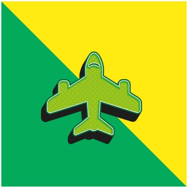 Havaalanı İşareti Yeşil ve Sarı 3D vektör simgesi logosu