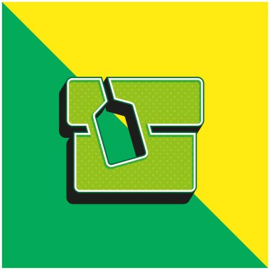 Etiketli Kutu Yeşil ve Sarı 3D vektör simgesi