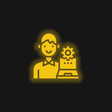 Admin yellow glowing neon icon clipart