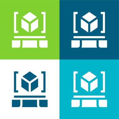 3d Tarayıcı Düz 4 renk en az simge seti