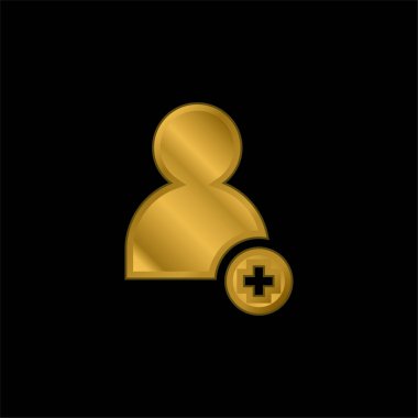 Arkadaş altın kaplama metalik simge veya logo vektörü ekle