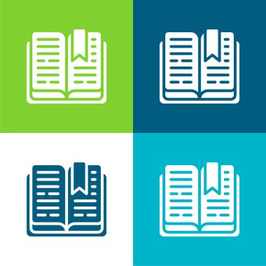 Kitap Düz 4 renk minimal simgesi seti