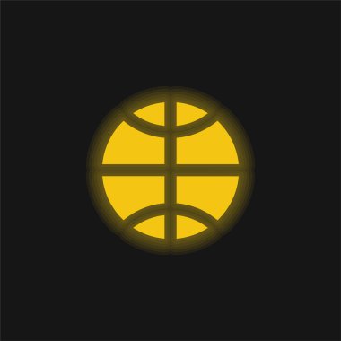 Basketbol sarı parlak neon simgesi