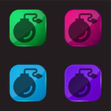 Bomba dört renkli cam düğme simgesi