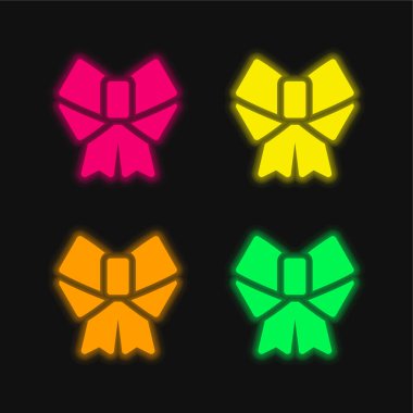 Dört renk parlayan neon vektör simgesi