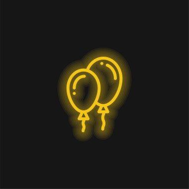 Balonlar sarı parlayan neon simgesi