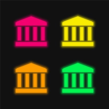 Antik Bina Parlayan dört renkli neon vektör simgesi