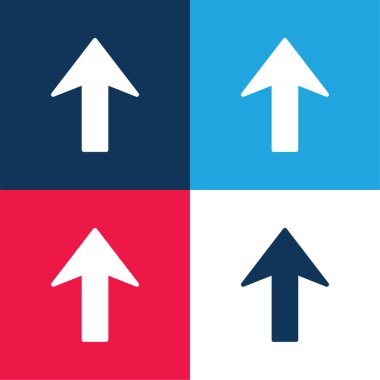 Ok Yukarı mavi ve kırmızı dört renk minimal simge kümesi