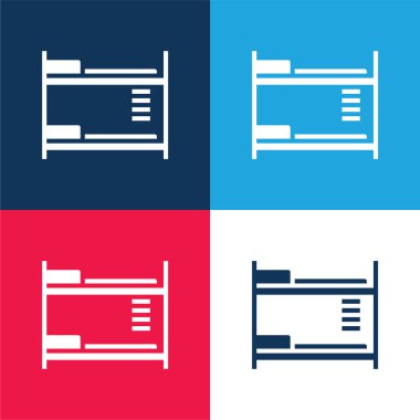 Bed blue and red four color minimal icon set clipart