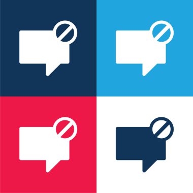 Block Message blue and red four color minimal icon set clipart