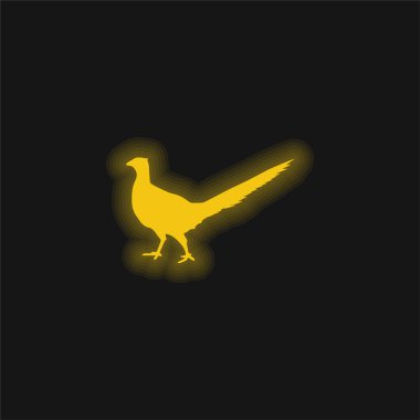 Bird Peasant Animal Shape yellow glowing neon icon clipart