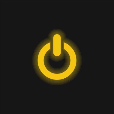 Big Power Button yellow glowing neon icon clipart