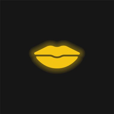 Büyük dudaklar sarı parlak neon ikon