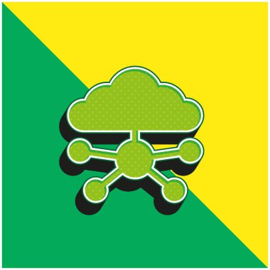 Büyük Veri Yeşili ve Sarı 3D vektör simgesi logosu