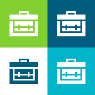 Evrak çantası Düz 4 renk minimal simgesi seti