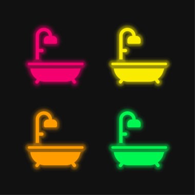 Dört renk parlayan neon vektör simgesi