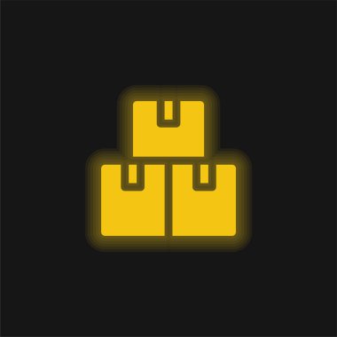 Parlayan sarı neon simge kutuları